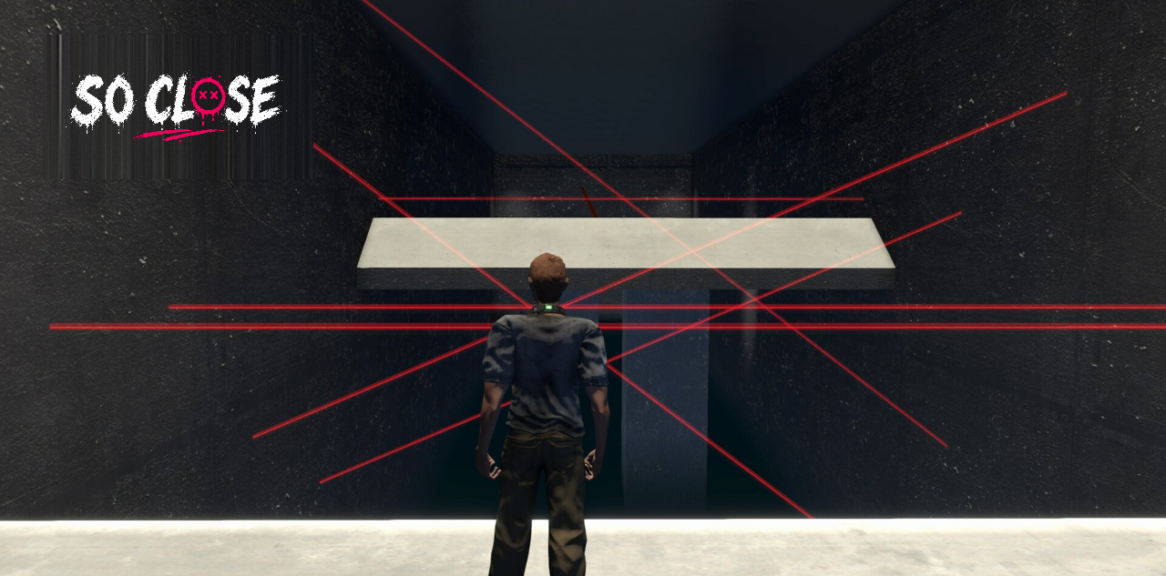 SO CLOSE Raum 03 — Ein Gitter aus roten Laserstrahlen versperrt den Weg